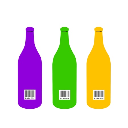 bottle of wine with bar codeのイラスト素材