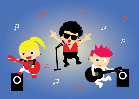 vector cartoon boy band in concert のイラスト素材
