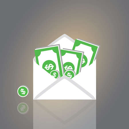 Dollars in an envelope vector cartoon style のイラスト素材