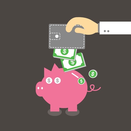 Piggy bank and wallet vector cartoon のイラスト素材