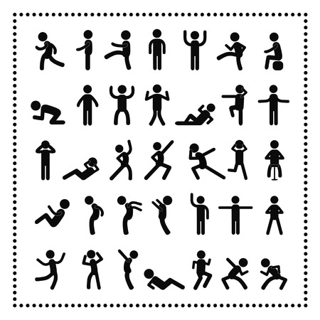  action people symbol set on white background のイラスト素材