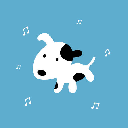 dog cartoon on blue backgroundのイラスト素材