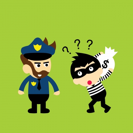 thief and policeman vector cartoon のイラスト素材