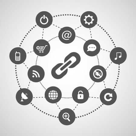 technology symbol set in circle diagram のイラスト素材