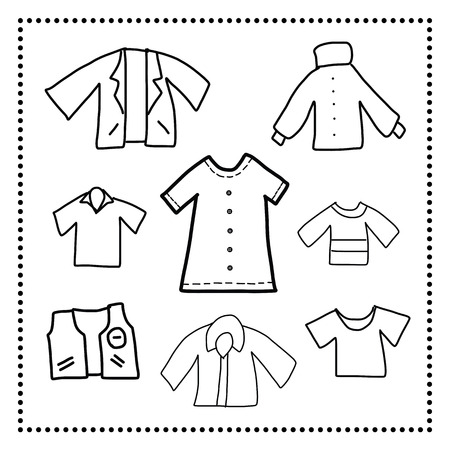 hand drawn fashion on white backgroundのイラスト素材