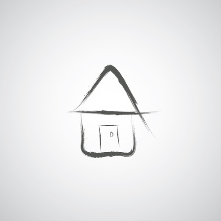 my home hand drawn cartoon sketch on gray background のイラスト素材