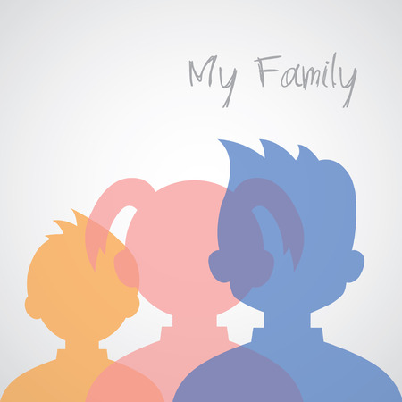  Family icons head cartoon on gray background のイラスト素材