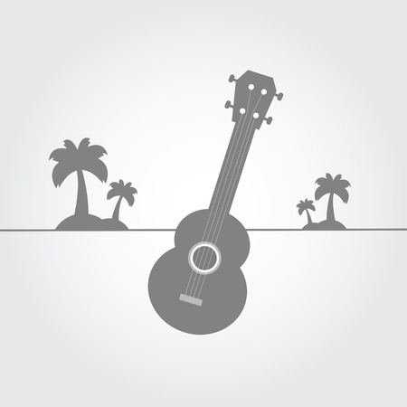 Ukulele on the beach on gray background のイラスト素材