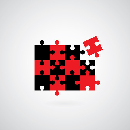 Jigsaw puzzle symbol on gray background  のイラスト素材