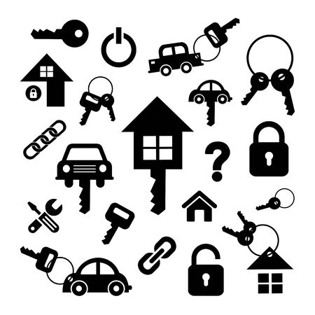 home key and car key symbol on white  background のイラスト素材