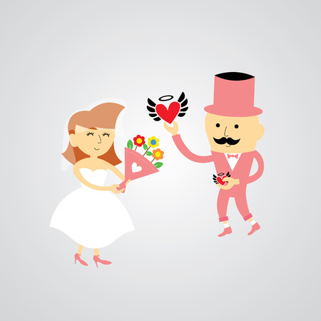 cartoon wedding invitation card template  のイラスト素材