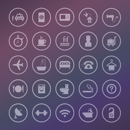 Hotel and travel icon set on retina screen のイラスト素材