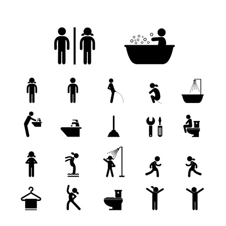 toilet and hygiene icons setのイラスト素材