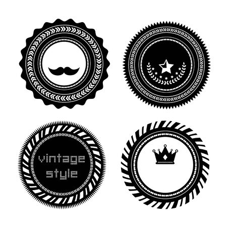 vector set of blank retro vintage badgesのイラスト素材