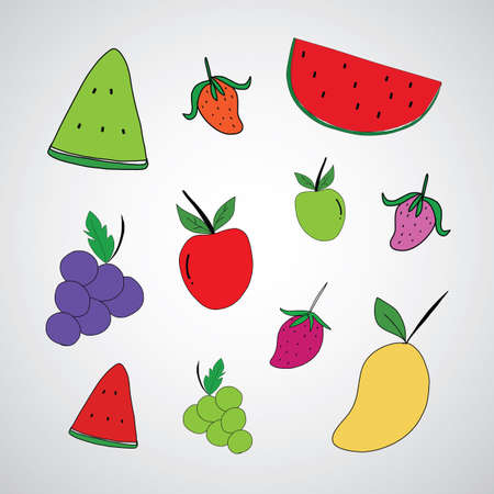fruit vector hand drawn cartoonのイラスト素材