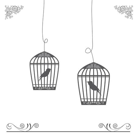 vector cute birdcage vintage designのイラスト素材