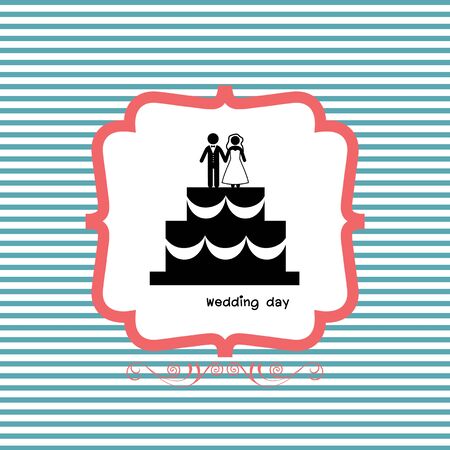 vector bride and groom icon for wedding cardのイラスト素材