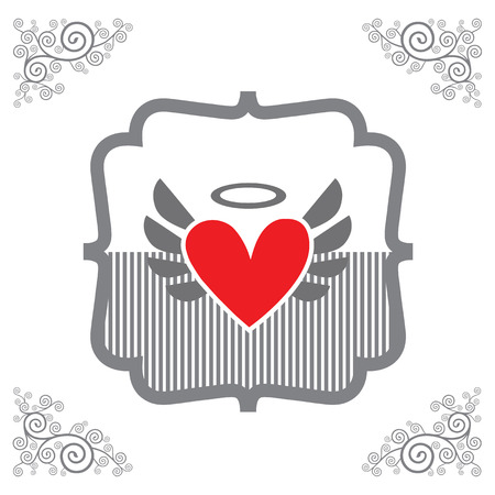 vector heart symbol vintage labelのイラスト素材