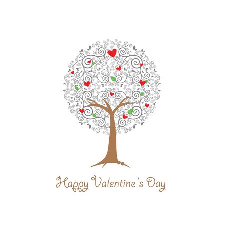 vector heart tree vintage valentine cardのイラスト素材