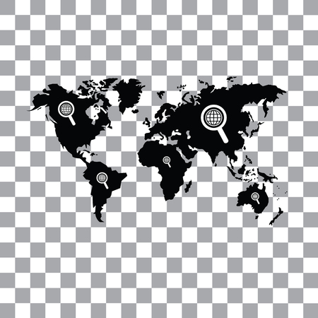 Worldwide searching symbol around the world vector.のイラスト素材