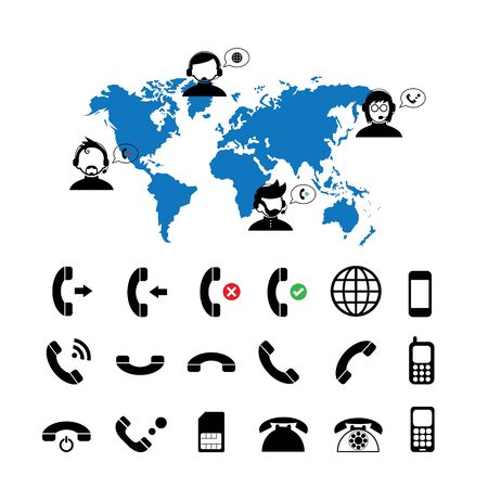 customer support operator and basic  phone vector icon set.のイラスト素材