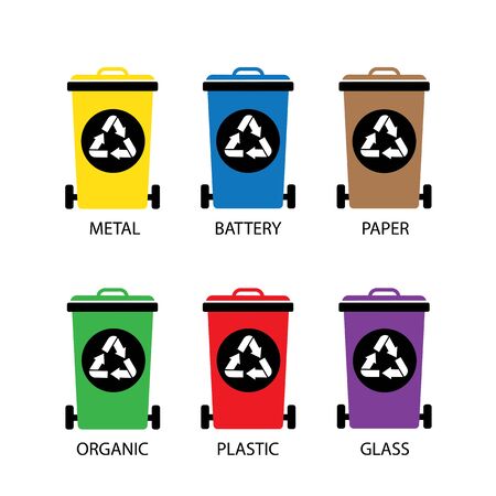 vector trash categories recycle garbage binのイラスト素材