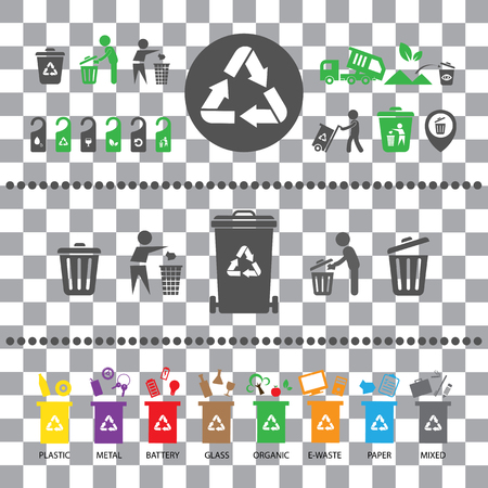 vector trash categories recycle garbage binのイラスト素材