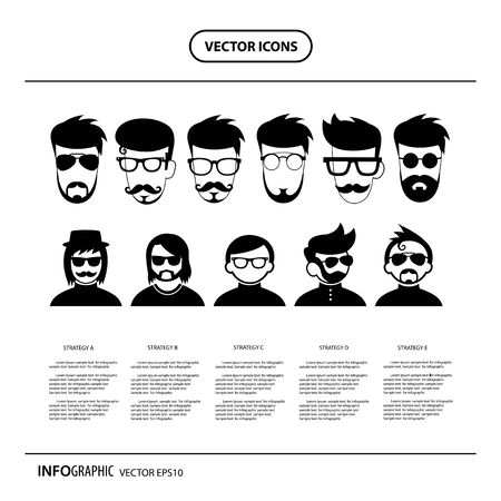 vector character cartoon hipster styleのイラスト素材