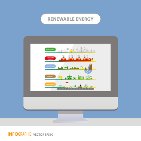 Vector chart renewable energy biogreen ecology in computerのイラスト素材