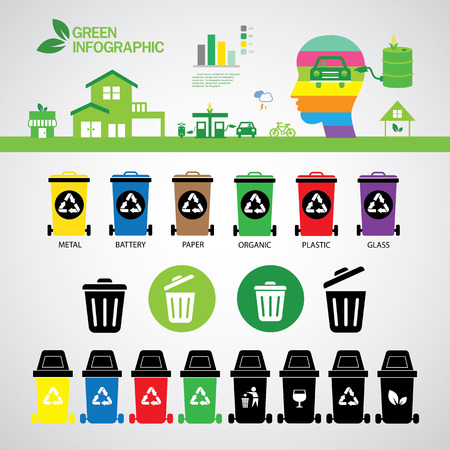 vector recycle bins symbol setのイラスト素材