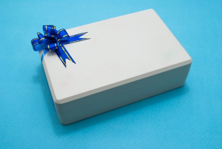 gift box and ribbon in blueの写真素材