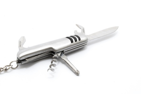 metallic swiss knife army keychainの写真素材