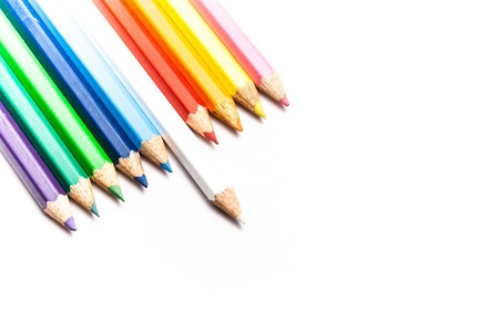 Colour pencils isolated on white background close upの写真素材