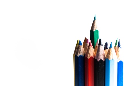Colour pencils isolated on white background close upの写真素材