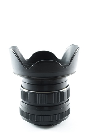SLR camera lens on white isolated backgroundの写真素材