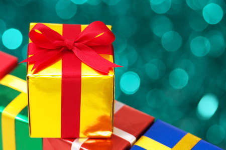 Gold gift with copy space の写真素材