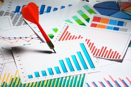 Dart pointing out a graph の写真素材