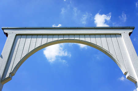 White wood tower for  suspension bridgeの写真素材