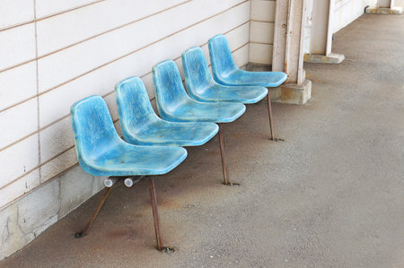 plastic chair on the stationの写真素材