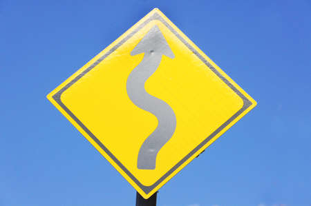 Traffic sing of the zigzag road in japanの写真素材