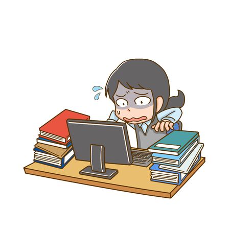 a female company employee of hard workのイラスト素材