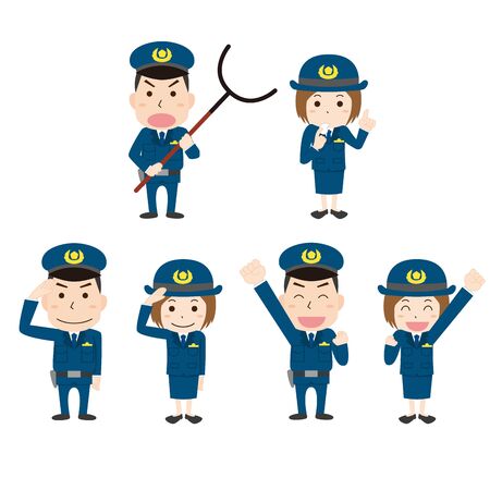 Police Officer's Illustration Setのイラスト素材