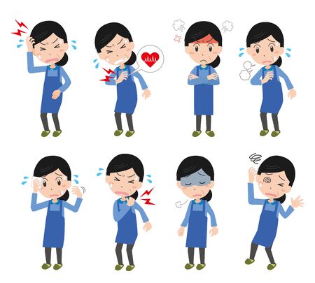 Women's Upset Illustration Setのイラスト素材