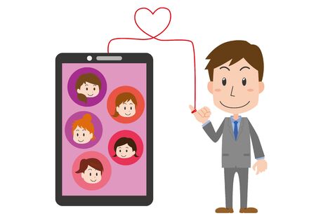 Men looking for encounters in the appのイラスト素材
