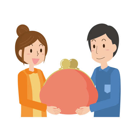A couple sharing a walletのイラスト素材