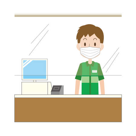 Measures against infectious diseases at the cash registerのイラスト素材