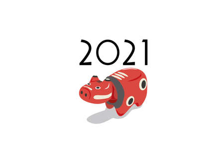 2021 Akabeko New Year's Cardのイラスト素材