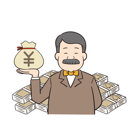 a rich man with a yen currencyのイラスト素材