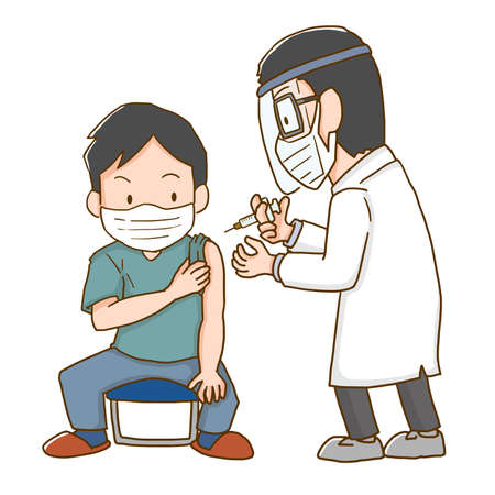 Man getting vaccinatedのイラスト素材
