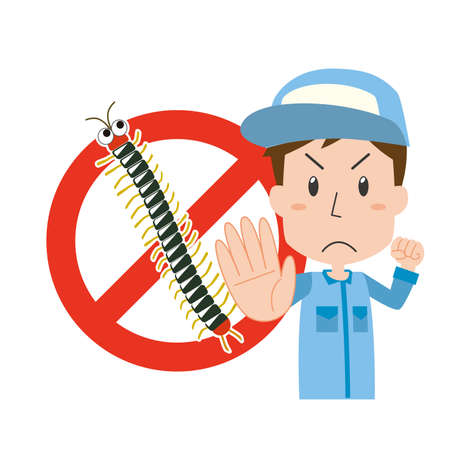 Man with a mudfoam and exterminatorのイラスト素材